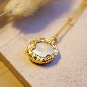 Gold Wrapped Baroque Pearl Necklace