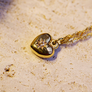 18K Gold Plated Cubic Zirconia Heart Pendant Necklace