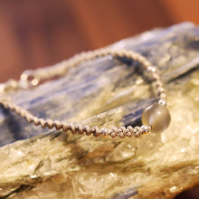 Load image into Gallery viewer, Custom Made Grey Moonstone Bracelet - Grey Rope with Extension Chain