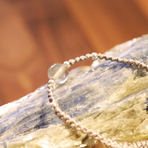 Custom Made Grey Moonstone Bracelet - Grey Rope with Extension Chain