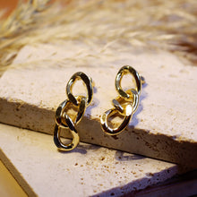 將圖片載入圖庫檢視器 18K Gold Plated Hanging Chain Brass Earrings