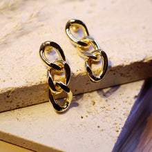 將圖片載入圖庫檢視器 18K Gold Plated Hanging Chain Brass Earrings