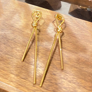 18K Gold Plated Double Knot Drop Earrings