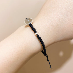 Custom Made Grey Moonstone Bracelet - Black Rope