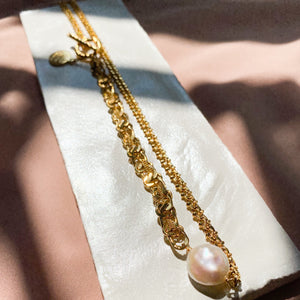 18K Gold Plated "Trust in the Lord" Baroque Pearl Necklace