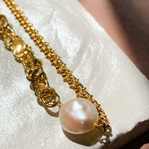 18K Gold Plated "Trust in the Lord" Baroque Pearl Necklace
