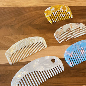 Multicolour French Style Tortoise Shell Resin Combs - Ivory