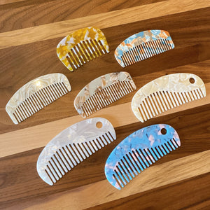 Multicolour French Style Tortoise Shell Resin Combs - Ivory