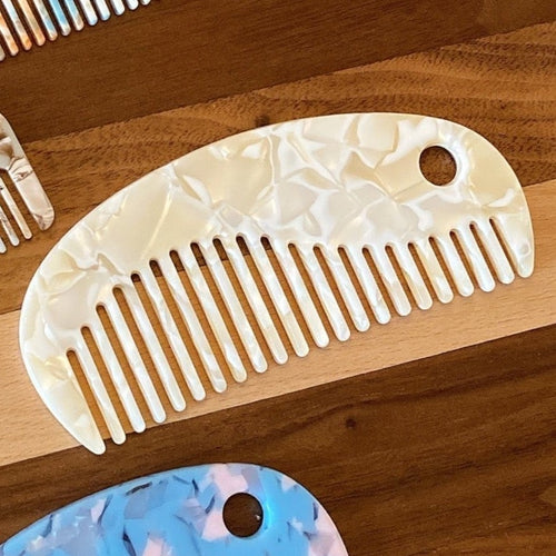 Multicolour French Style Tortoise Shell Resin Combs - Beige