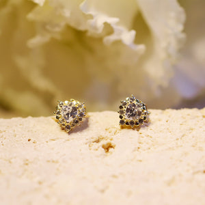 18K Gold Plated Petite Cubic Zirconia Little Berry Heart Earrings