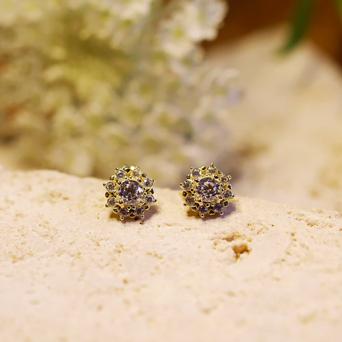 18K Gold Plated Cubic Zirconia Little Sun Earrings