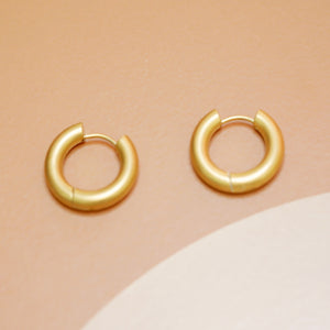 Matte Gold Plated Simple Hoop Huggie Earrings