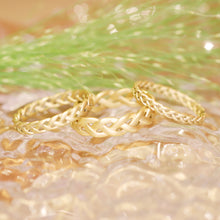 Load image into Gallery viewer, Matte Gold Plated Weave Pattern Rings