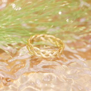 Matte Gold Plated Weave Pattern Rings