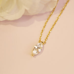 18K Gold Plated Mini Olive Shaped Cubic Zirconia Necklace