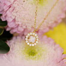Load image into Gallery viewer, 18K Gold Plated Mini Opal with Cubic Zirconia Necklace