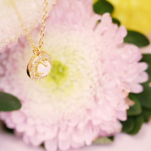 18K Gold Plated Mini Opal with Cubic Zirconia Necklace