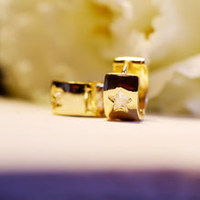 Load image into Gallery viewer, 18K Gold Plated Mini Cubic Zirconia Star Huggie Earrings