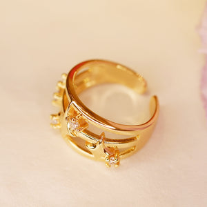 18K Gold Plated Open Chunky Hollow-out Star Ring
