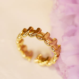 18K Gold Plated Open French Twist Brass Ring