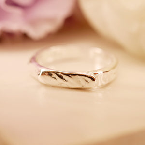 S925 Silver Open Overlap Style Hammered Ring
