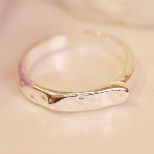 S925 Silver Open Overlap Style Hammered Ring