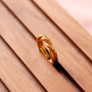 18K Gold Plated Open Titanium Twisted Ring - Noelle