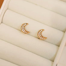 將圖片載入圖庫檢視器 18K Gold Plated Petite Cubic Zirconia Crescent Moon Stud Earrings