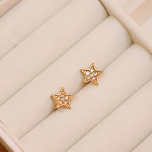 將圖片載入圖庫檢視器 18K Gold Plated Petite Cubic Zirconia Star Stud Earrings