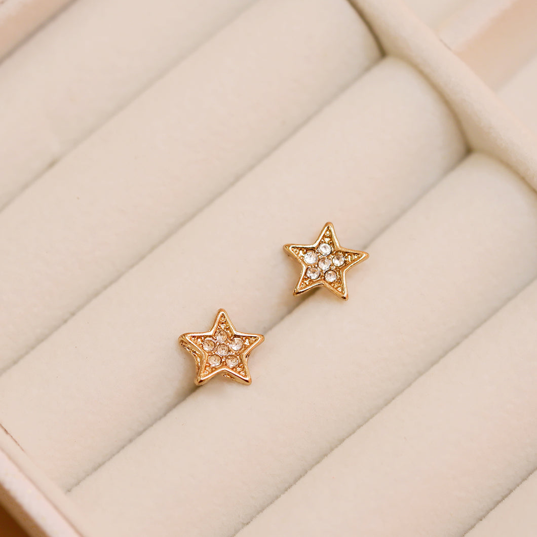 18K Gold Plated Petite Cubic Zirconia Star Stud Earrings