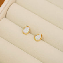 將圖片載入圖庫檢視器 18K Gold Plated Petite Drop Shape Opal Stud Earrings