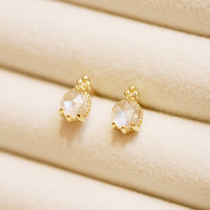 18K Gold Plated Petite Moonstone Stud Earrings