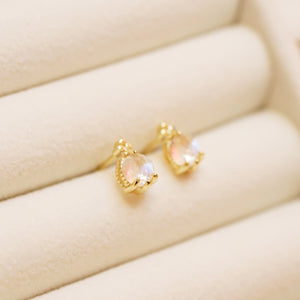 18K Gold Plated Petite Moonstone Stud Earrings