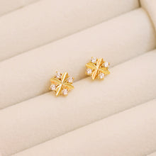 將圖片載入圖庫檢視器 18K Gold Plated Petite Windmill Cubic Zirconia Stud Earrings