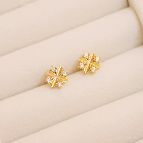 18K Gold Plated Petite Windmill Cubic Zirconia Stud Earrings