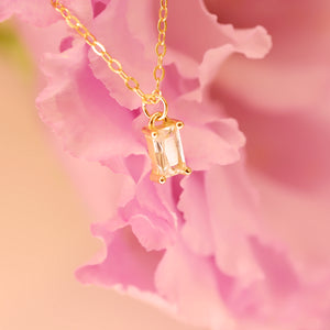 18K Gold Plated Mini Rectangle Cubic Zirconia Necklace