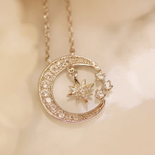 Load image into Gallery viewer, S925 Silver Moon and Star Necklace