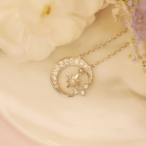 S925 Silver Moon and Star Necklace