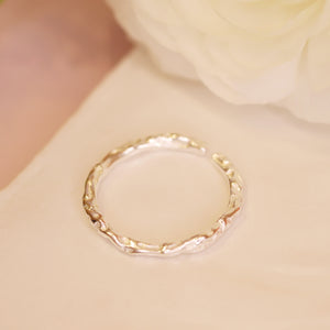 S925 Silver Open Hammered Ring