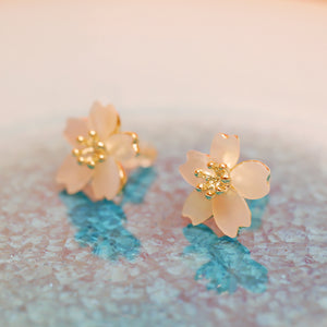 18K Gold Plated Shell Flower Stud Earrings