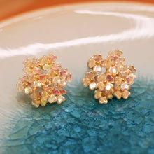 Load image into Gallery viewer, 18K gold Plated Shell Hydrangea Flower Stud Earrings