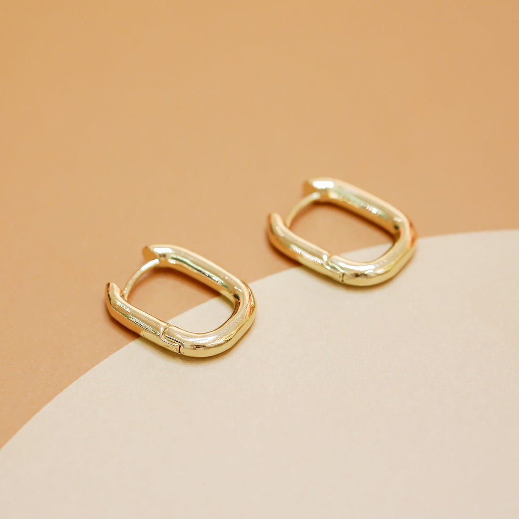 18K Gold Plated Simple Link Hoop Earrings