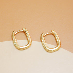 18K Gold Plated Simple Link Hoop Earrings
