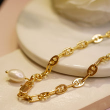 Load image into Gallery viewer, 18K Gold Plated Small Pig Nose Bracelet with Baroque Pearl