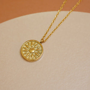 18K Gold Plated Sun Coin Necklace
