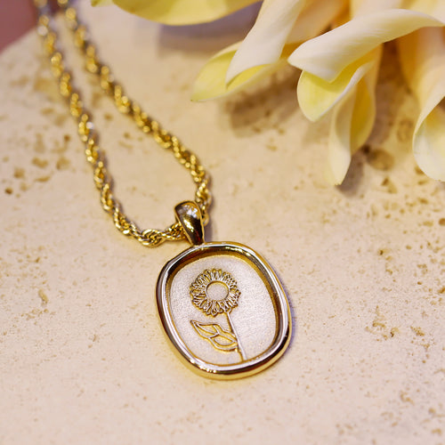 18K Gold Plated Sunflower Pendant Necklace