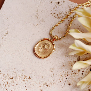 18K Gold Plated Sunflower Pendant Necklace