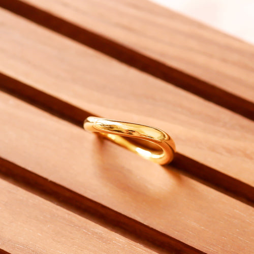 18K Gold Plated Brass Smooth Wave Ring