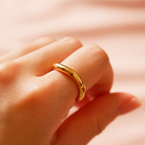 18K Gold Plated Brass Smooth Wave Ring