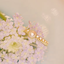 Load image into Gallery viewer, 18K Gold Plated Triangle CZ Pearl Ring